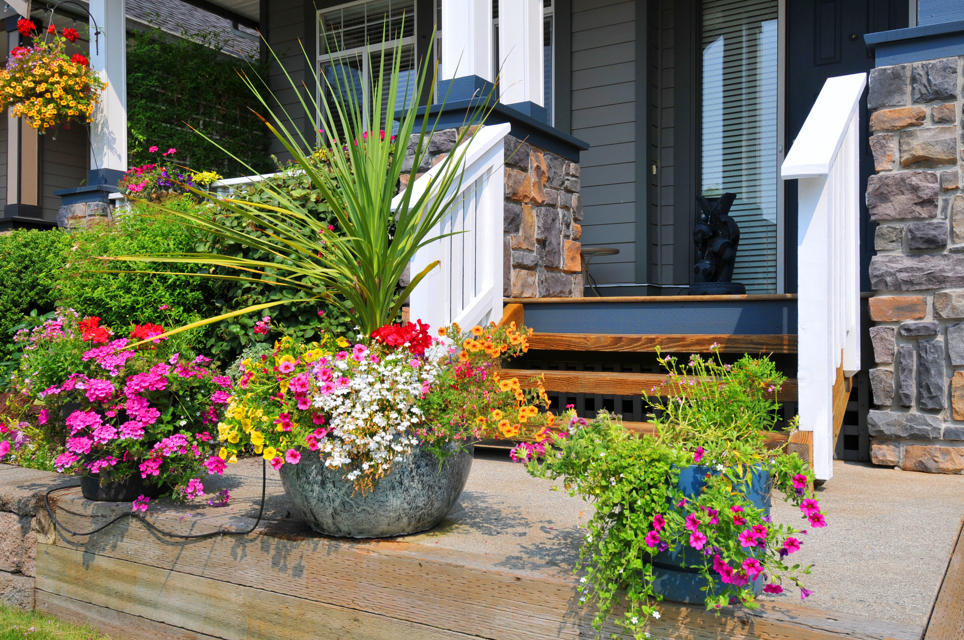 Front Porch with Beatiful Planters